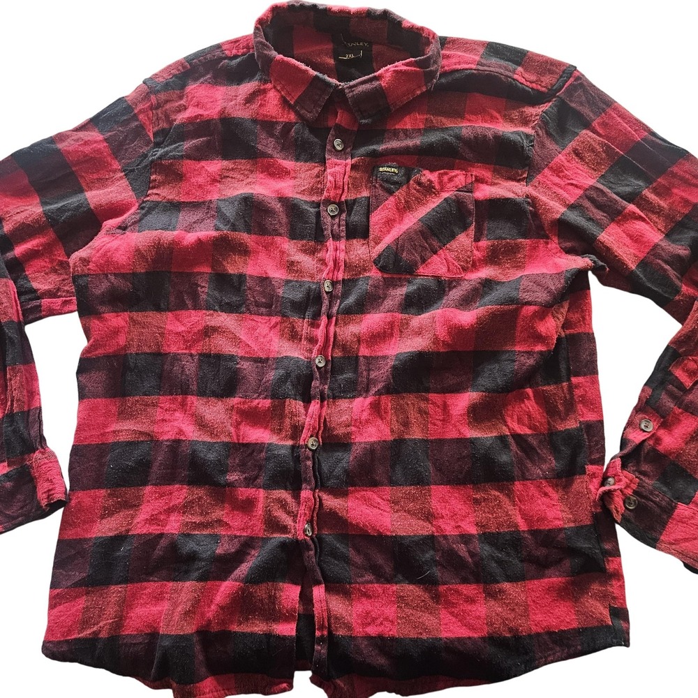 Stanley Shirt Mens 2XL Red‎ Black Flannel Button Down Buffalo Plaid Long Sleeve